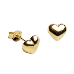 10 mm Yellow Gold Heart Earrings