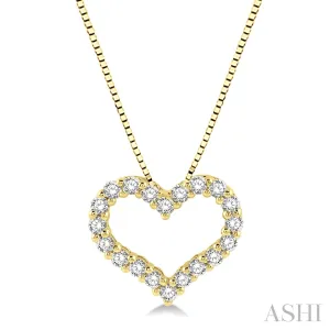 14KY Diamond Heart Pendant 18" Chain, .50 CTW