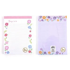 2Pk 80 Sheet Floral Party Legal Pads 11.5"L X 8.5"W, 2 Designs