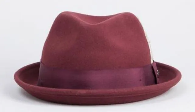 Bailey Cloyd in Oxblood Center Dent Wool Felt Trilby Hat