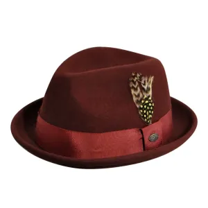 Bailey Cloyd in Oxblood Center Dent Wool Felt Trilby Hat