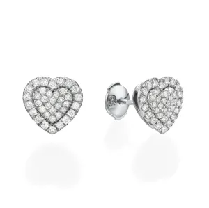 Big Heart Shaped Diamond Cluster Earrings