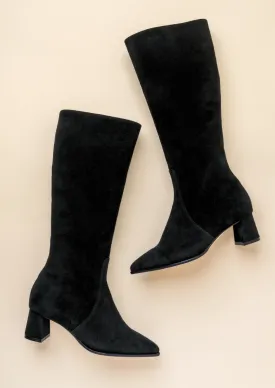 Black Suede Lower Block Tall Boot