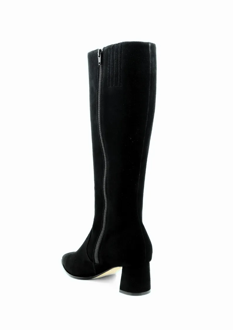 Black Suede Lower Block Tall Boot