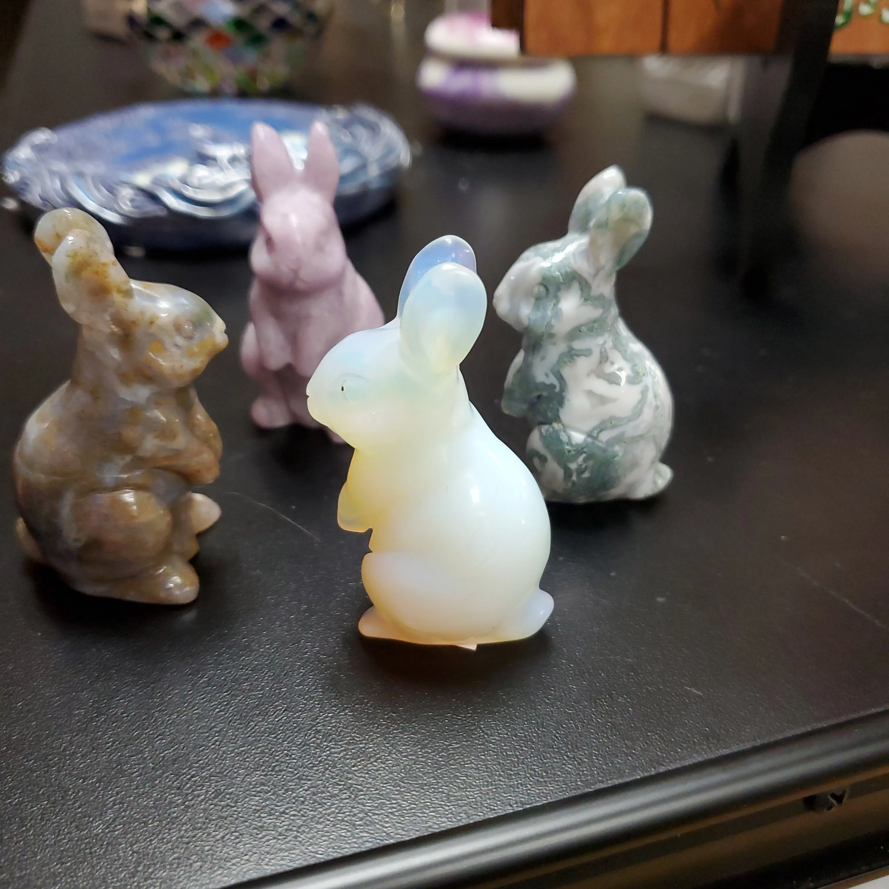 Carved Gemstone Bunny Rabbits - Various