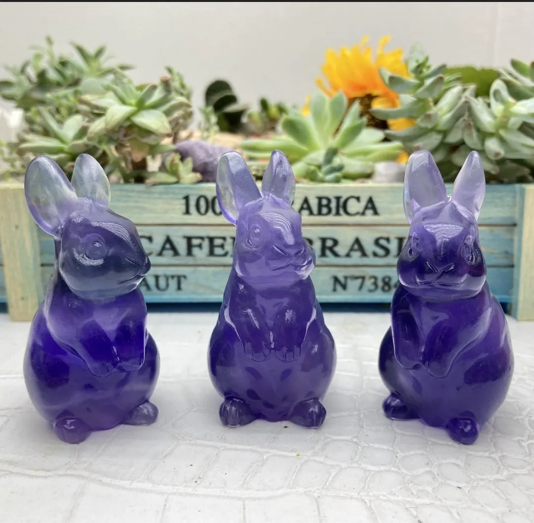 Carved Gemstone Bunny Rabbits - Various