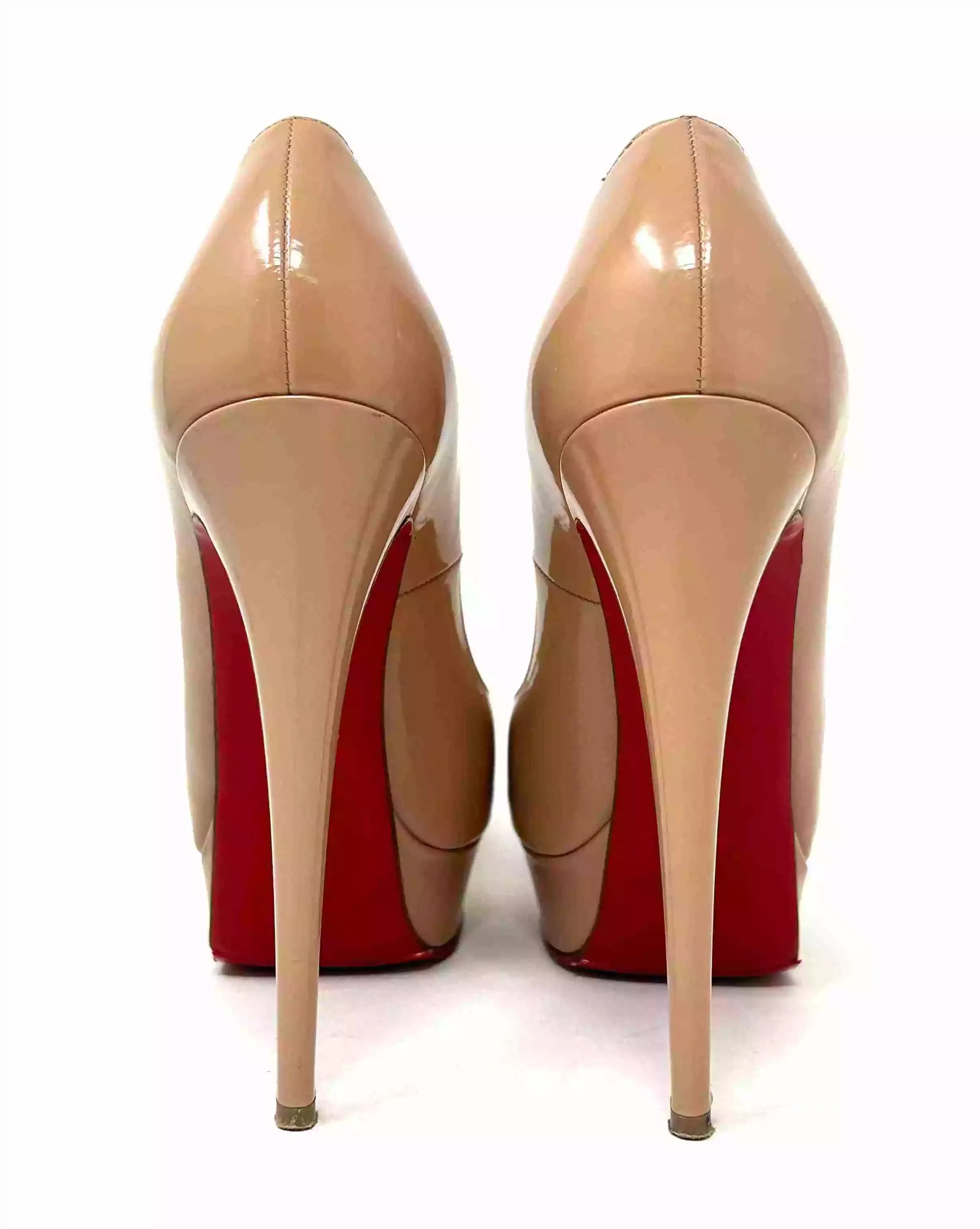 Christian Louboutin Lady Peep 140 Nude Patent Leather Platform Heels 37.5 UK 4.5