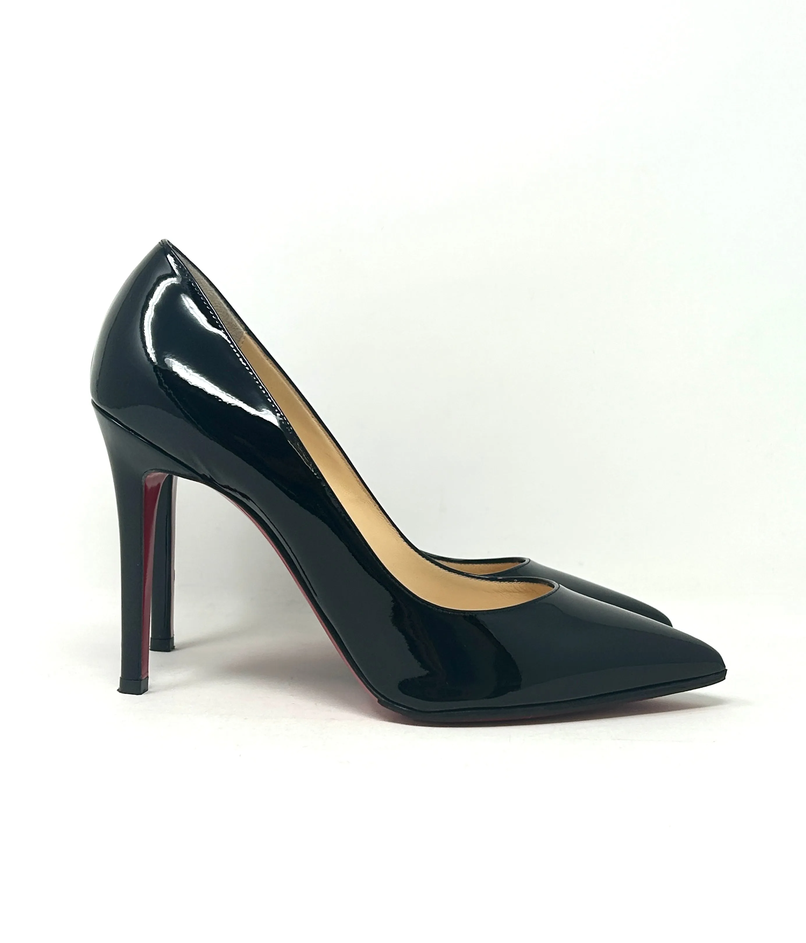 Christian Louboutin Pigalle 100 Black Patent Leather Pump Heels Small EU38 UK 5