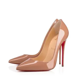 Christian Louboutin So Kate 120 Nude Patent Leather Pump Heels 37.5 UK 4.5