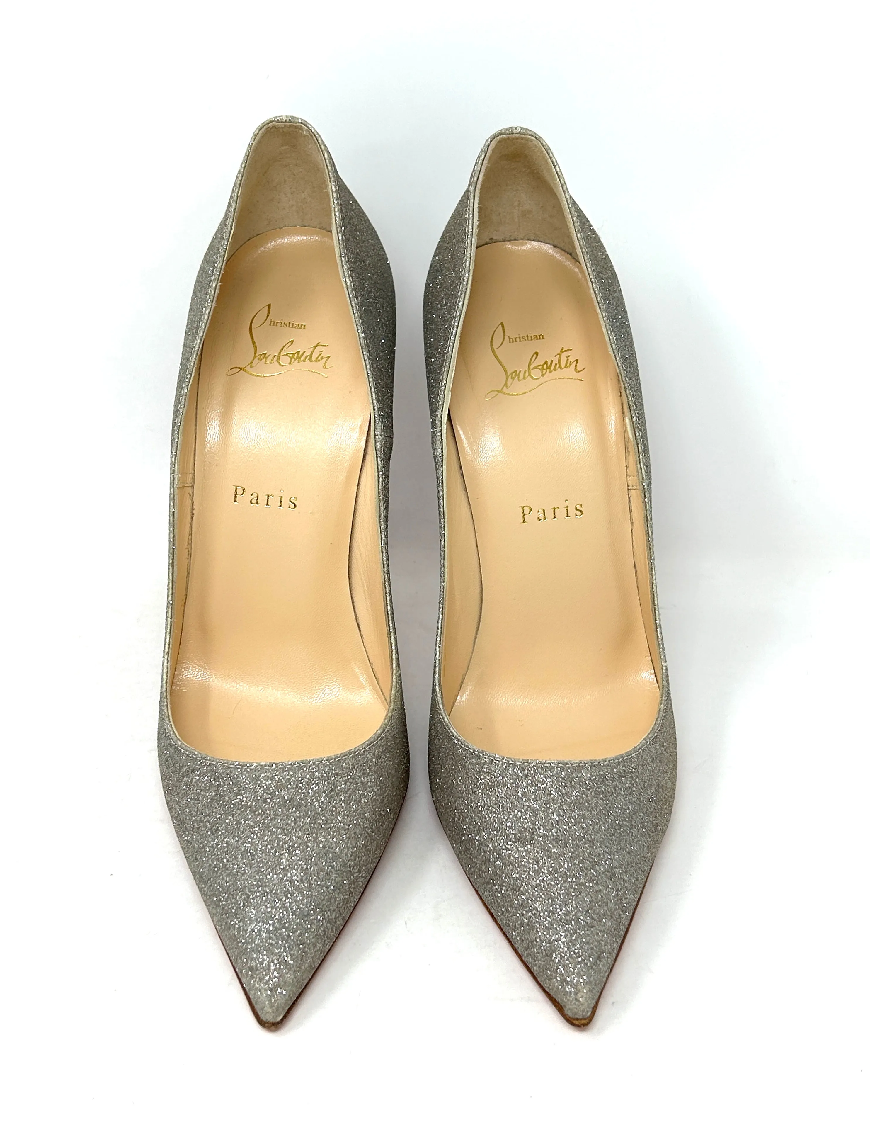 Christian Louboutin So Kate 120 Silver Glitter Pump Heels 38 UK 5