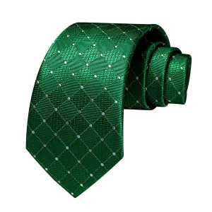 Classy Men Forest Green Polka Dot Silk Tie