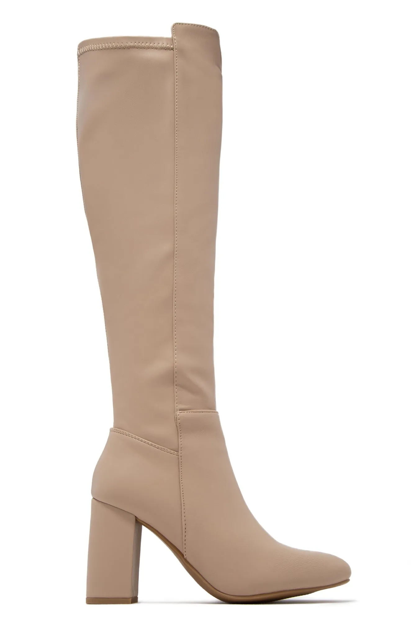 Colette Block Heel Boots - Nude