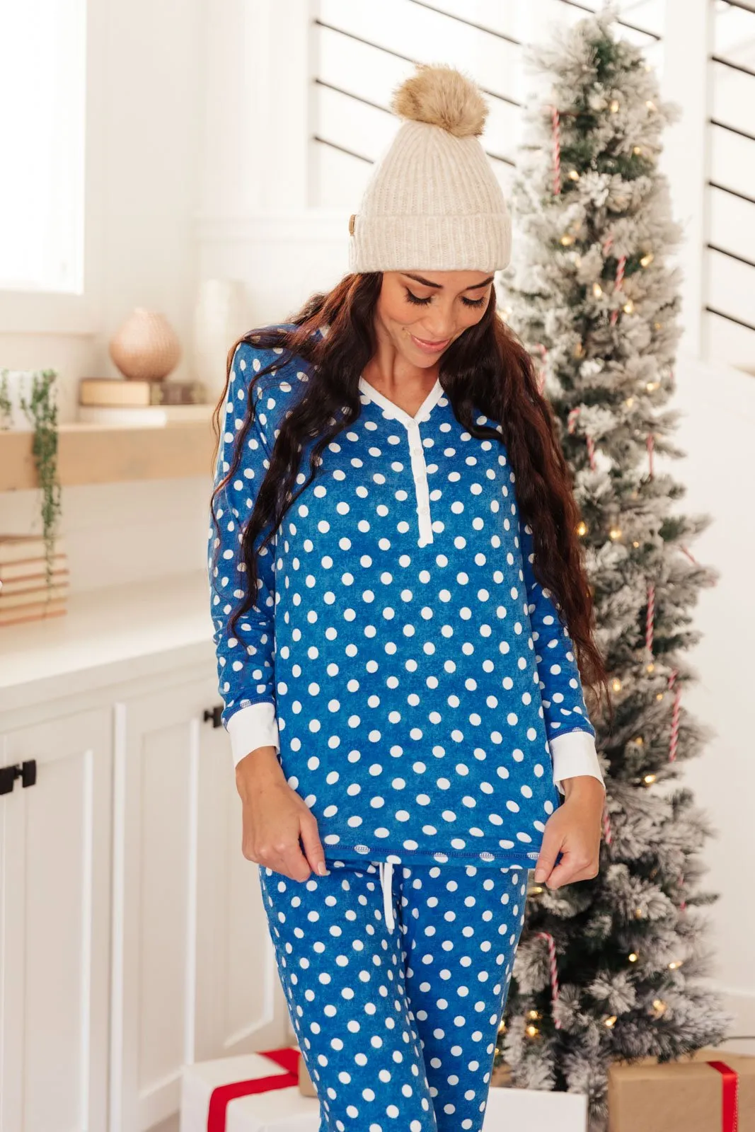 DOORBUSTER Polka Dot Joy Top in Royal