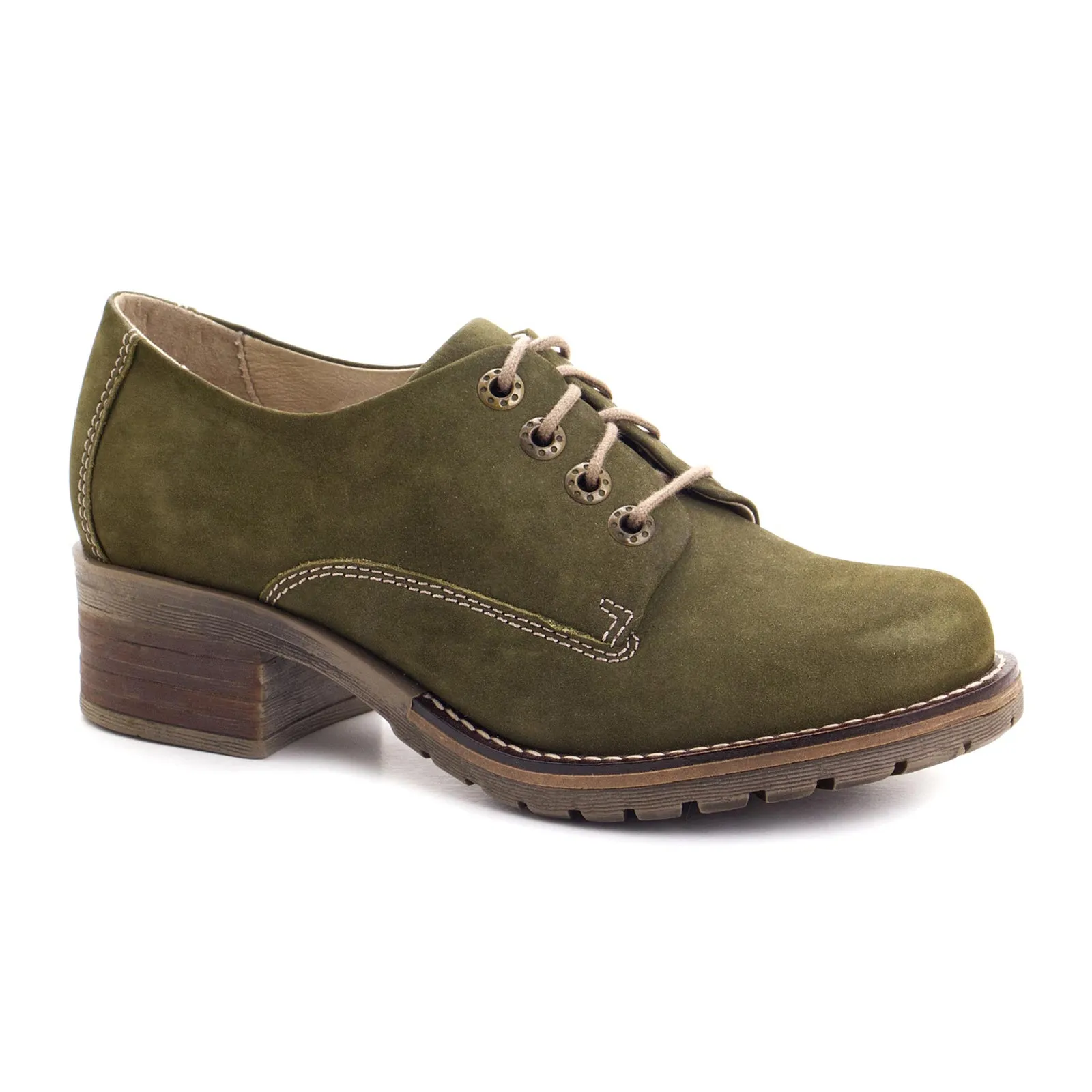 Dromedaris Kaley Heeled Lace Up (Women) - Olive