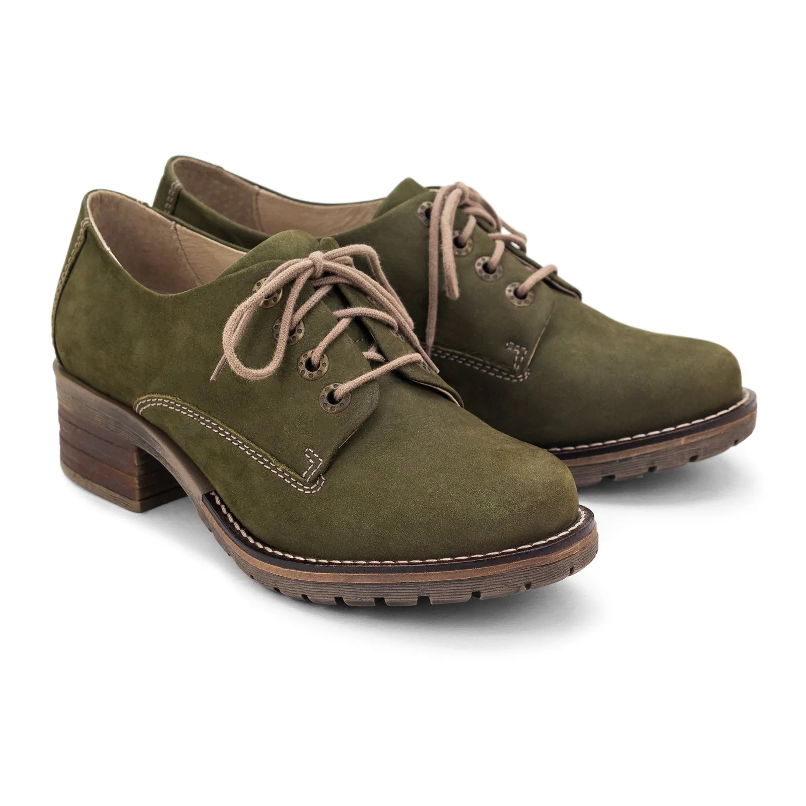 Dromedaris Kaley Heeled Lace Up (Women) - Olive