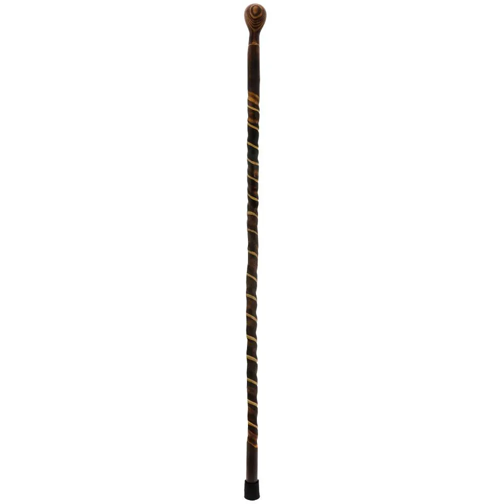 Exquisite Hand-Carved Spiral Walking Stick - Chestnut