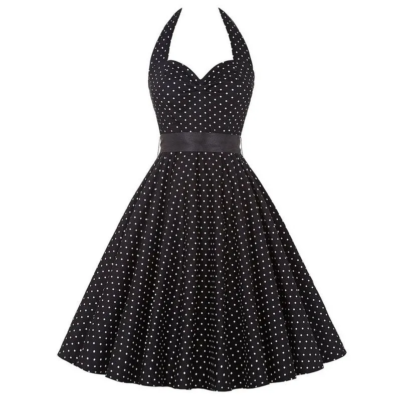 Funki Buys | Dresses | Women's Polka Dot Swing Halter Dress