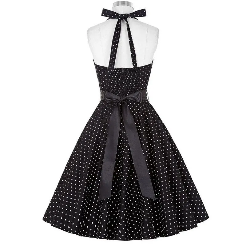 Funki Buys | Dresses | Women's Polka Dot Swing Halter Dress