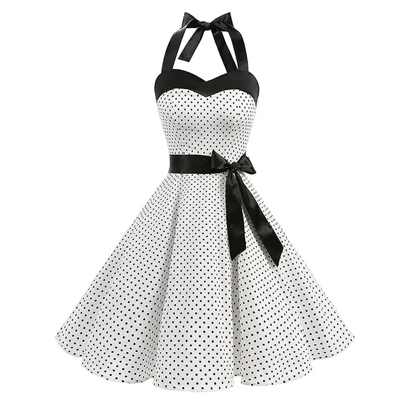 Funki Buys | Dresses | Women's Polka Dot Swing Halter Dress