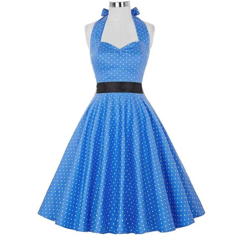 Funki Buys | Dresses | Women's Polka Dot Swing Halter Dress