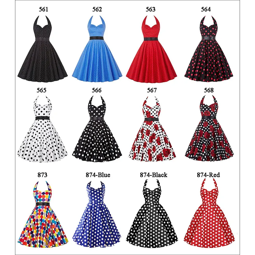 Funki Buys | Dresses | Women's Polka Dot Swing Halter Dress