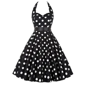 Funki Buys | Dresses | Women's Polka Dot Swing Halter Dress