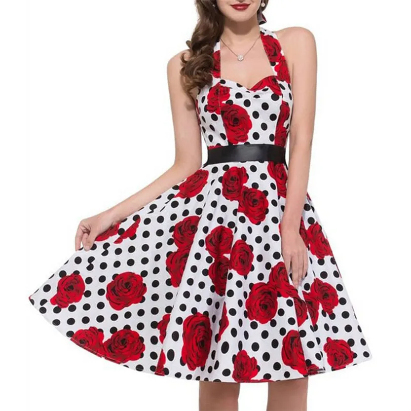 Funki Buys | Dresses | Women's Polka Dot Swing Halter Dress