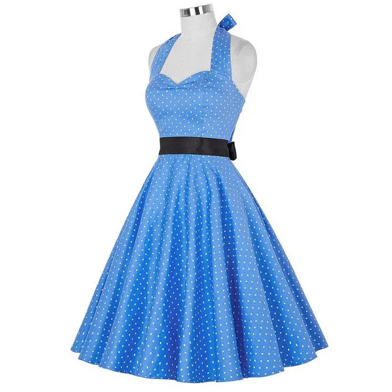 Funki Buys | Dresses | Women's Polka Dot Swing Halter Dress