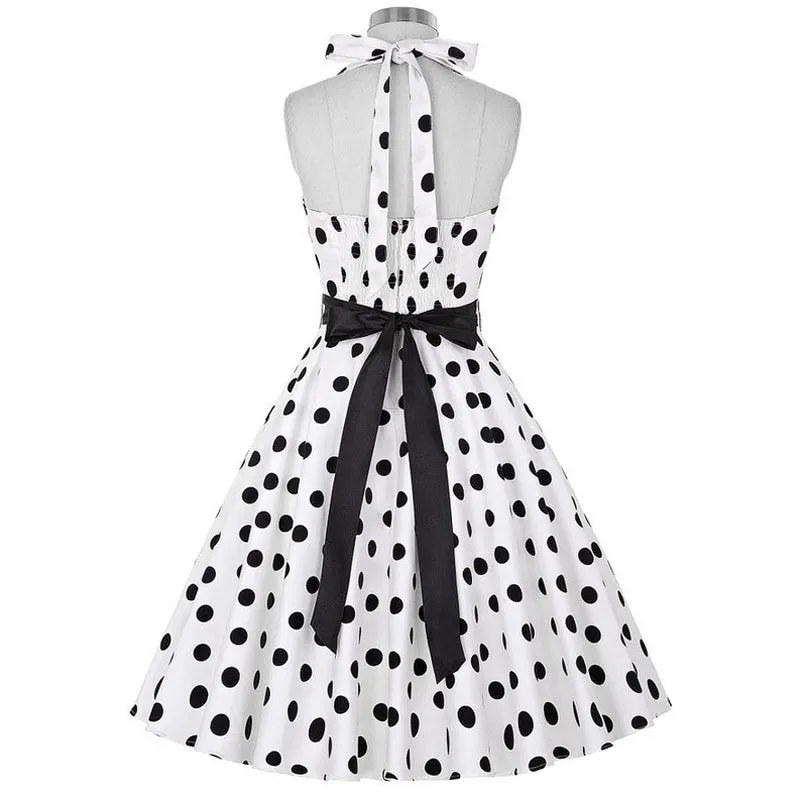 Funki Buys | Dresses | Women's Polka Dot Swing Halter Dress