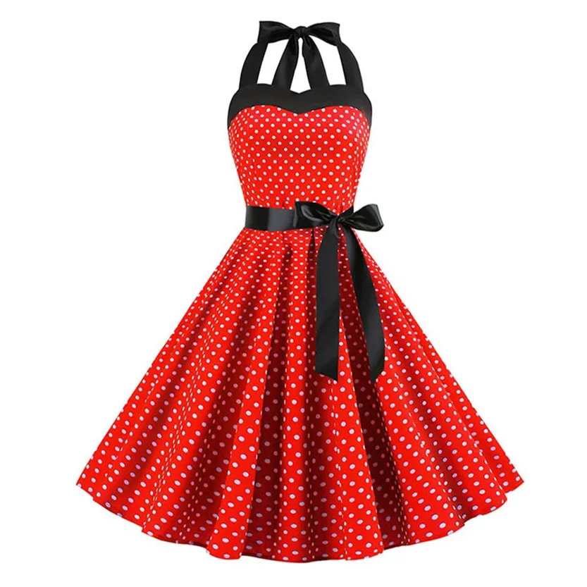 Funki Buys | Dresses | Women's Polka Dot Swing Halter Dress