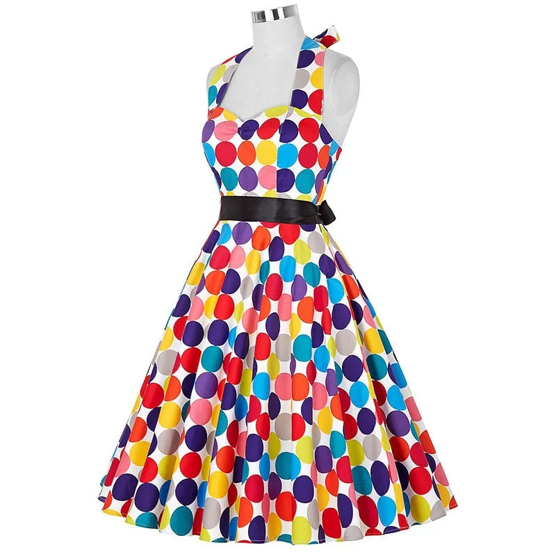 Funki Buys | Dresses | Women's Polka Dot Swing Halter Dress