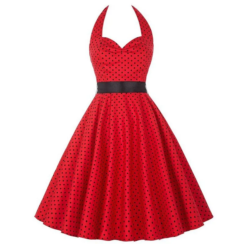 Funki Buys | Dresses | Women's Polka Dot Swing Halter Dress