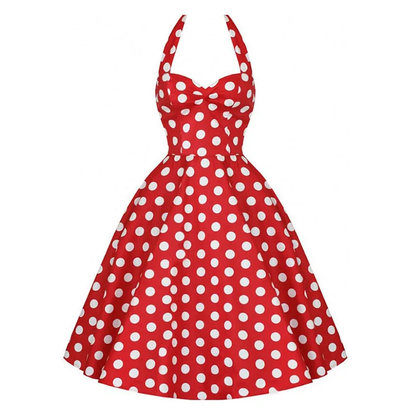 Funki Buys | Dresses | Women's Polka Dot Swing Halter Dress