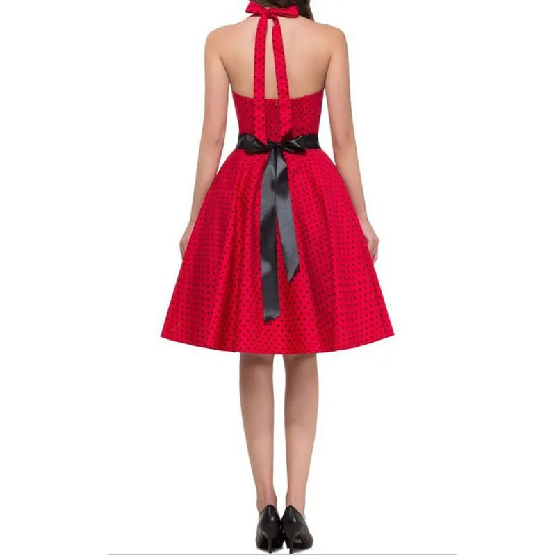 Funki Buys | Dresses | Women's Polka Dot Swing Halter Dress