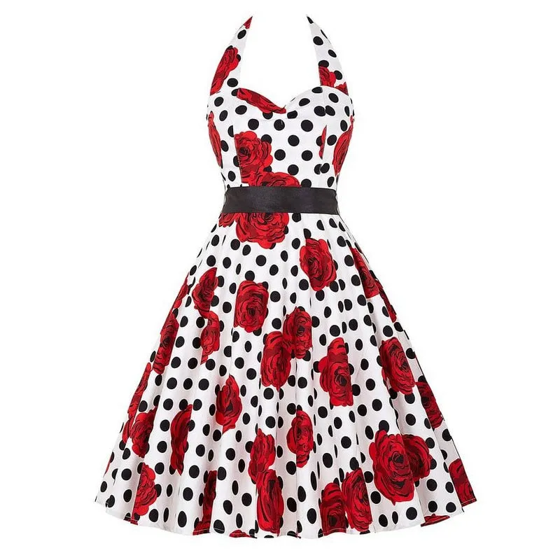 Funki Buys | Dresses | Women's Polka Dot Swing Halter Dress