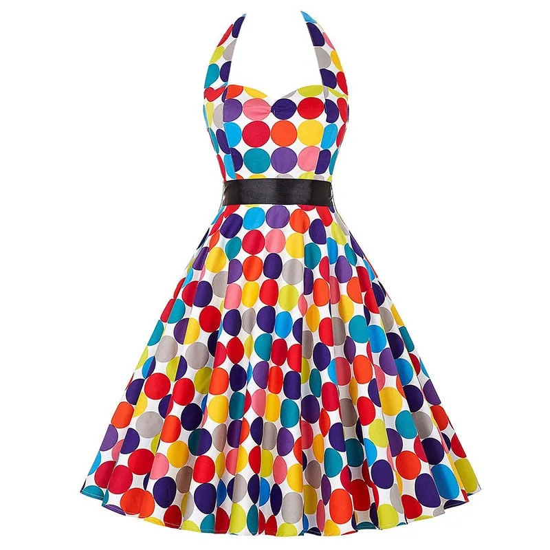 Funki Buys | Dresses | Women's Polka Dot Swing Halter Dress