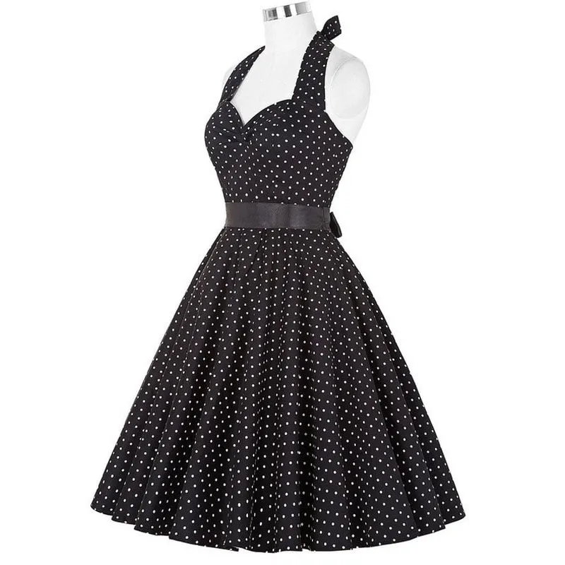 Funki Buys | Dresses | Women's Polka Dot Swing Halter Dress