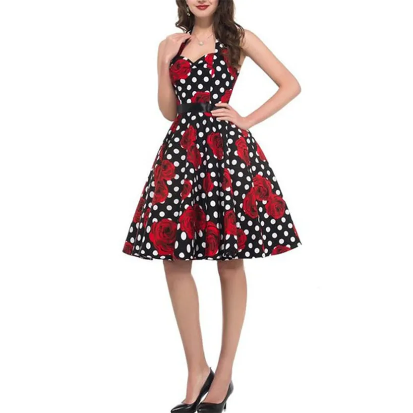 Funki Buys | Dresses | Women's Polka Dot Swing Halter Dress