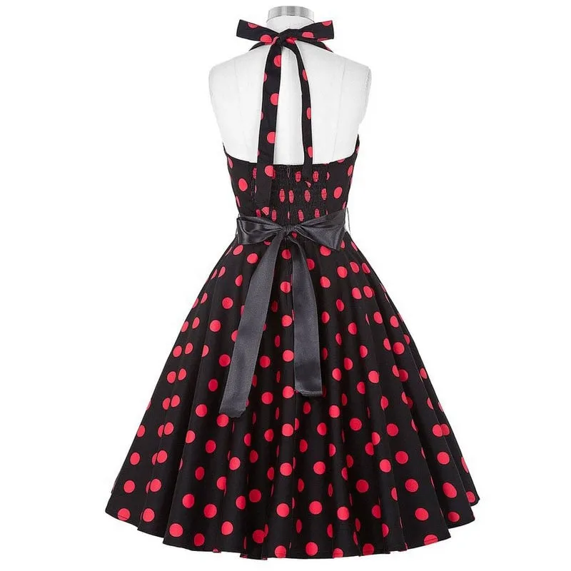 Funki Buys | Dresses | Women's Polka Dot Swing Halter Dress