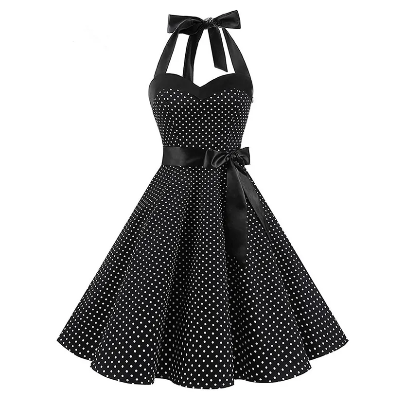 Funki Buys | Dresses | Women's Polka Dot Swing Halter Dress