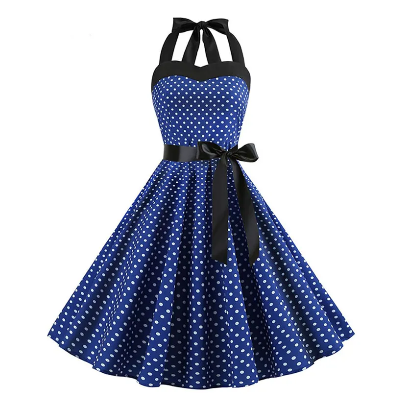 Funki Buys | Dresses | Women's Polka Dot Swing Halter Dress