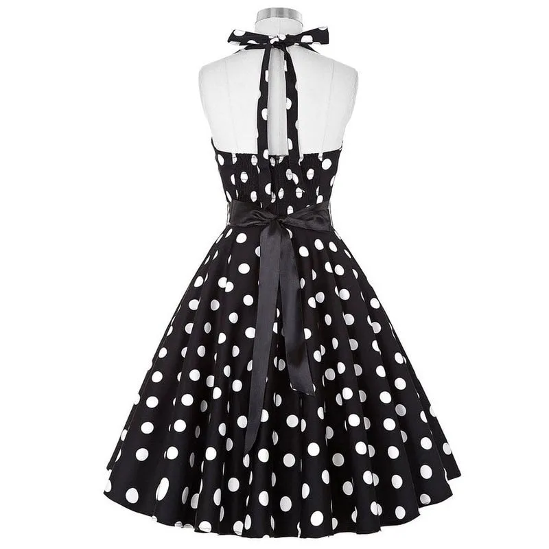 Funki Buys | Dresses | Women's Polka Dot Swing Halter Dress