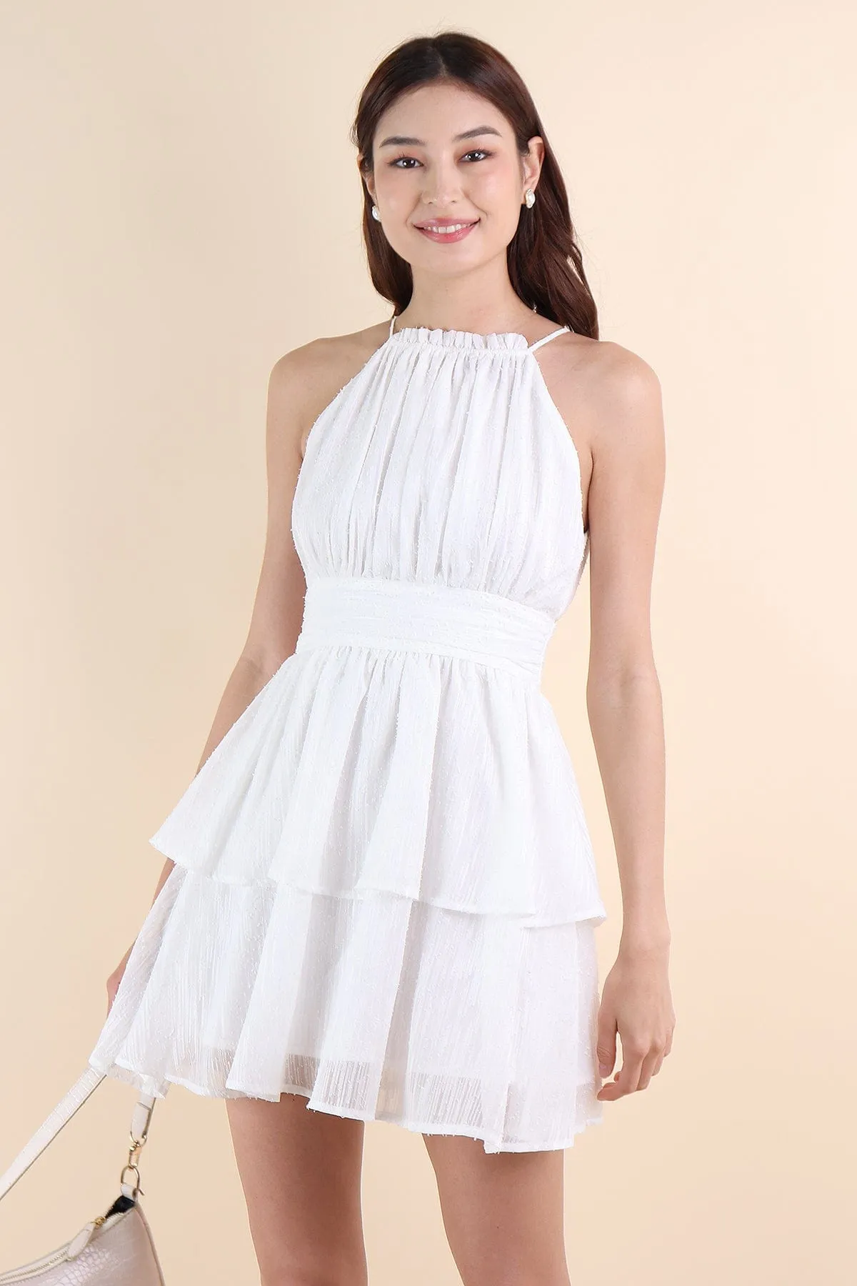 GRACELYN V2 CREPE DRESS IN WHITE