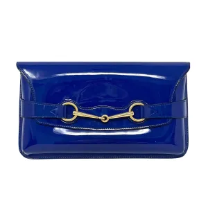 Gucci Blue Patent Bright Bit Clutch