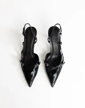 Huxly Heels (Black Shine) - By Billini