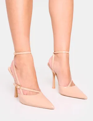 Idol Nude Patent Buckle Strappy Detail Stiletto Court High Heels