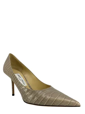 JIMMY CHOO Love 85 Croc-Effect Leather Pumps Size 7.5