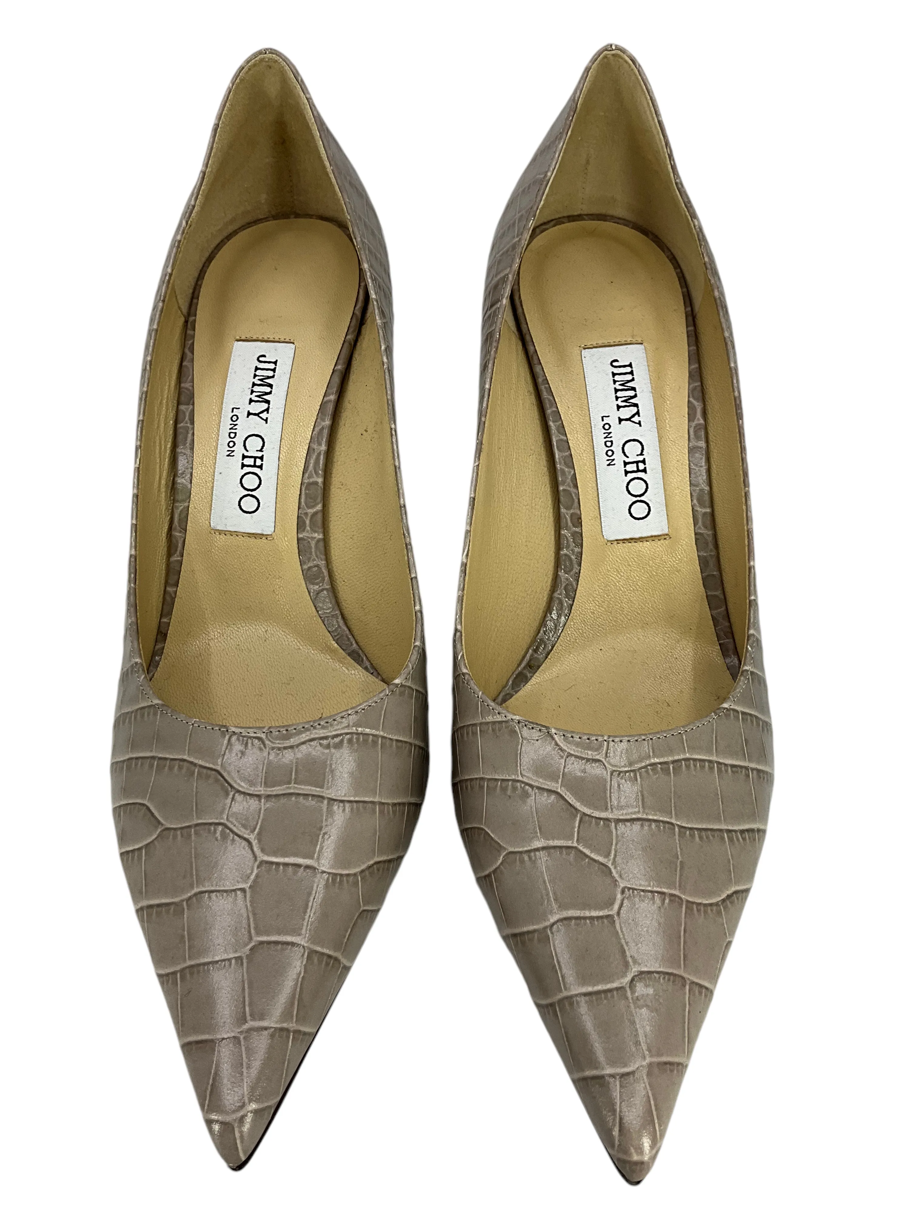 JIMMY CHOO Love 85 Croc-Effect Leather Pumps Size 7.5