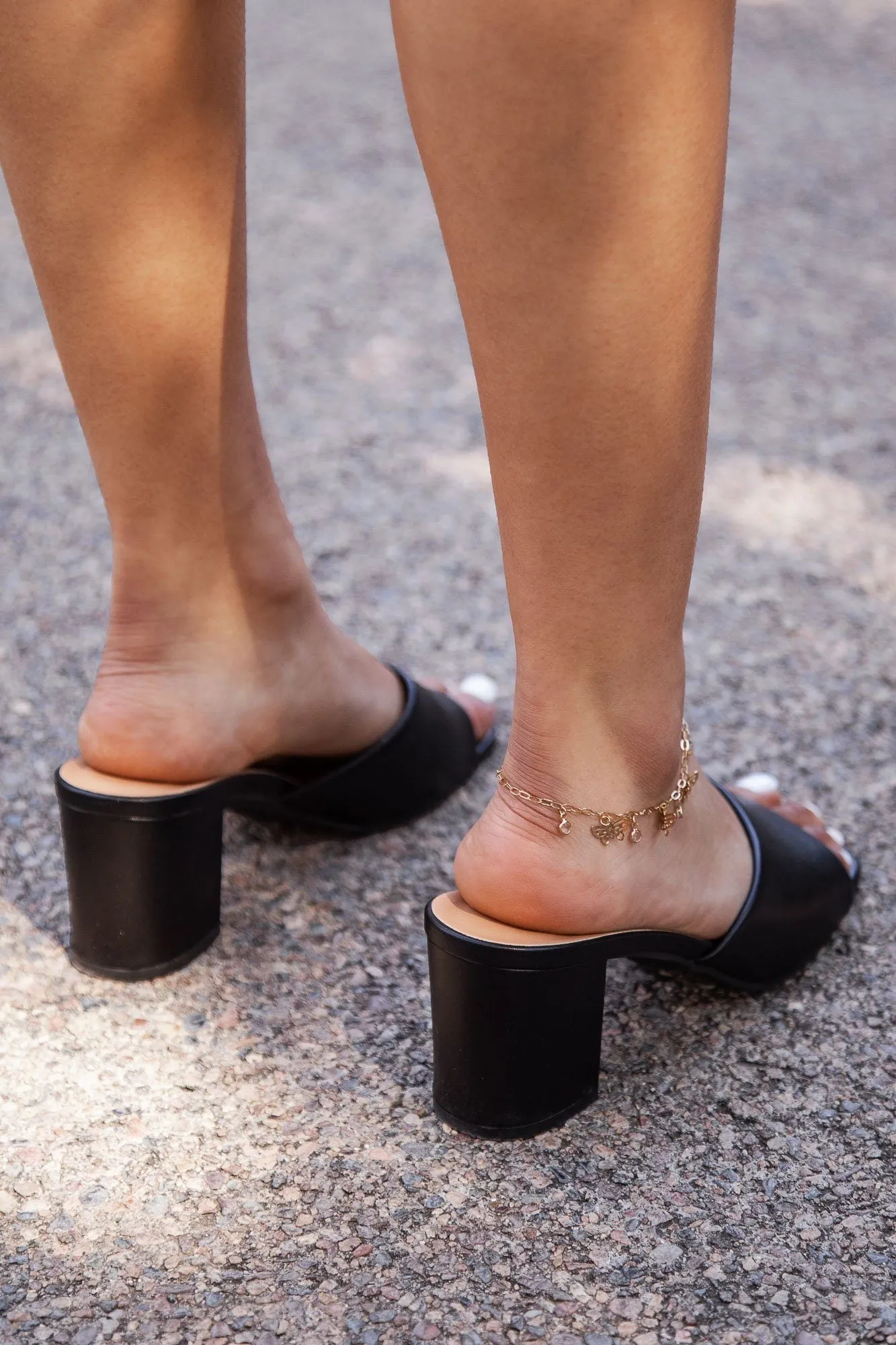 Lora Black Slide-On Heels