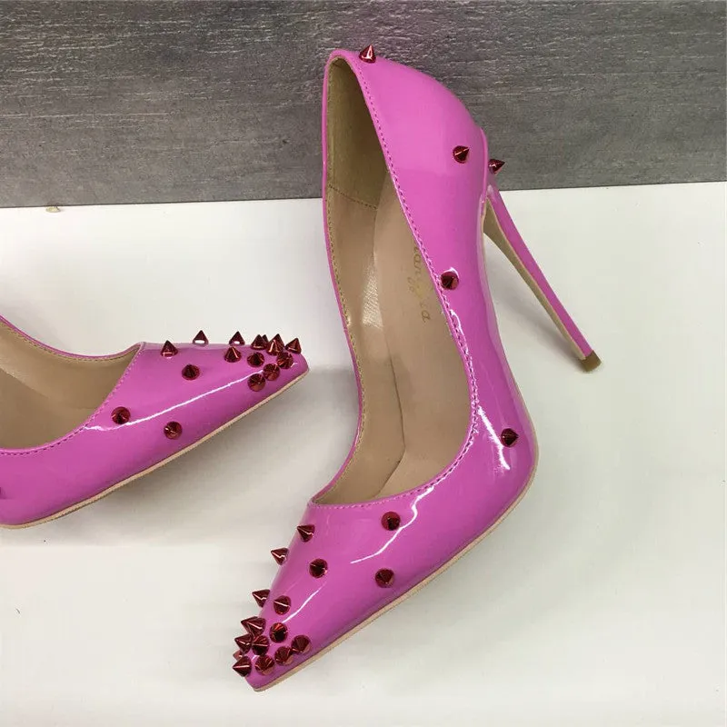 Pink Patent French Rivet Heel